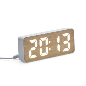 Relógio Despertador Plástico e Bambu Com Painel LED Personalizado